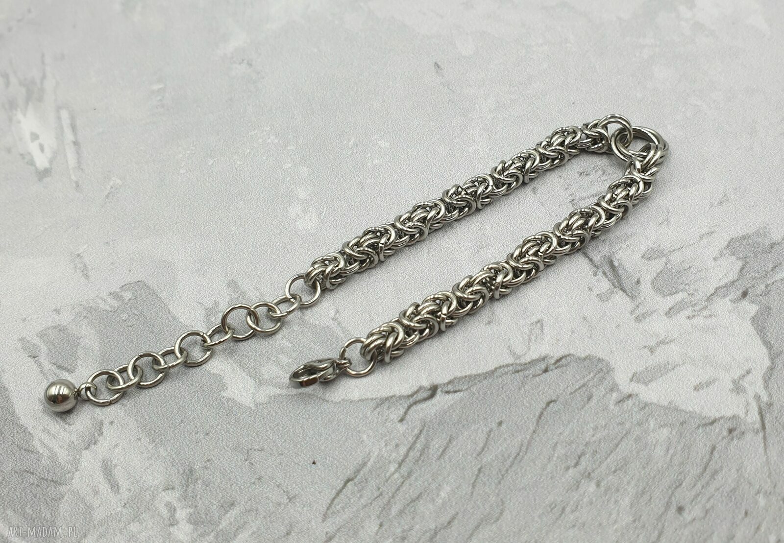 Bransoletka chainmaille ze stali szlachetnej - rockowa i regulowana
