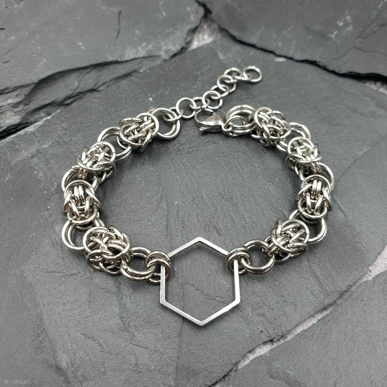 Bransoletka chainmaille - heksagon ze stali szlachetnej
