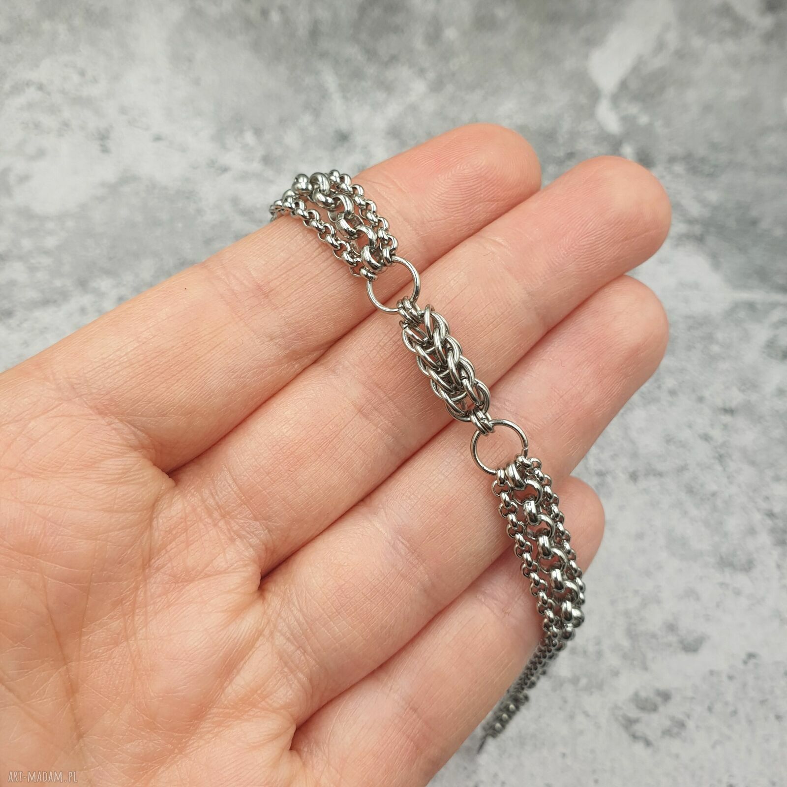 Bransoletka chainmaille - łańcuchy ze stali szlachetnej