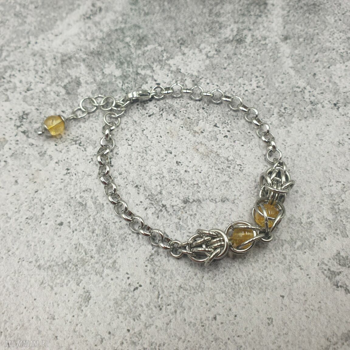 Bransoletka chainmaille z cytrynem - stal szlachetna Omnis Lapis