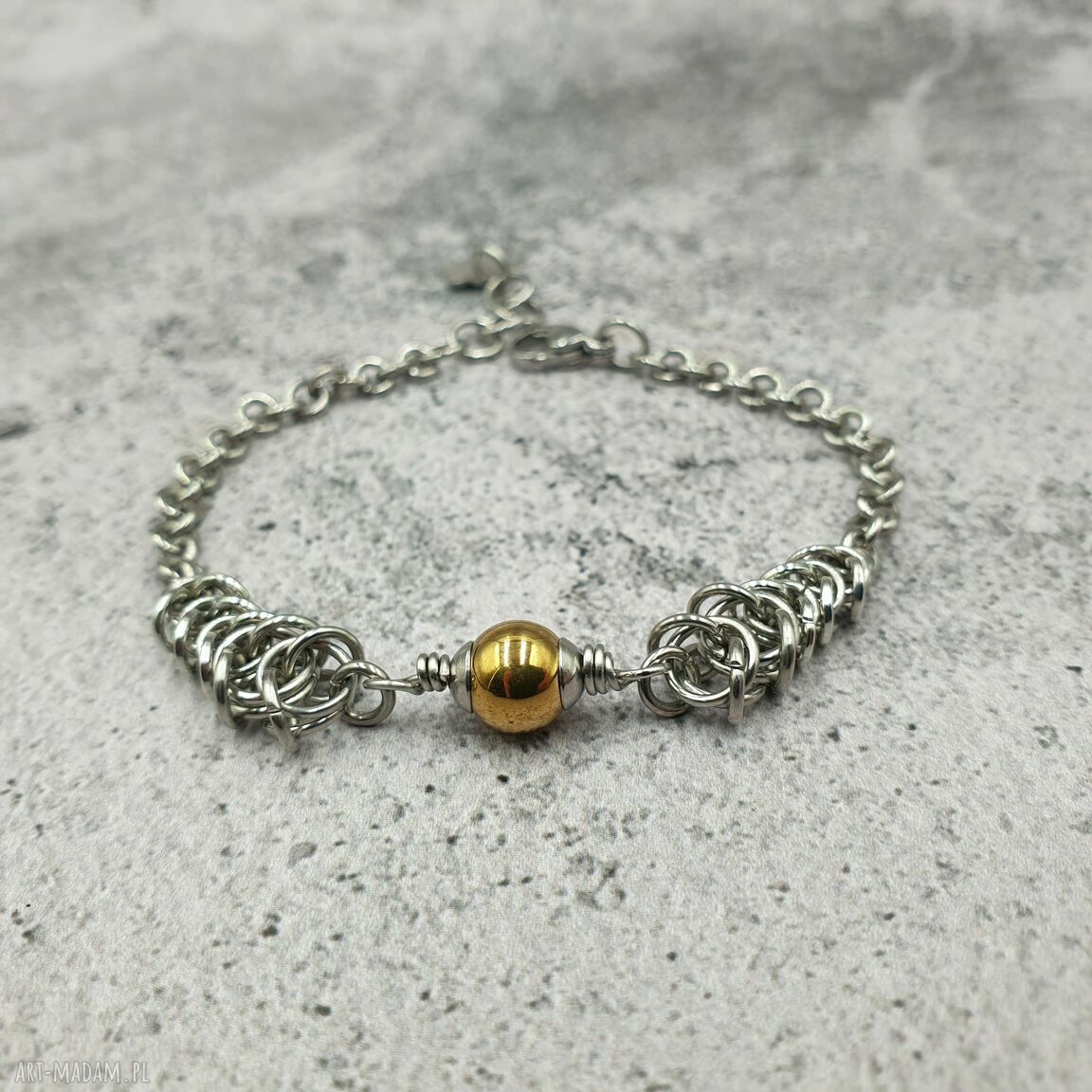 Ręcznie robiona bransoletka chainmaille z hematytem Omnis Lapis