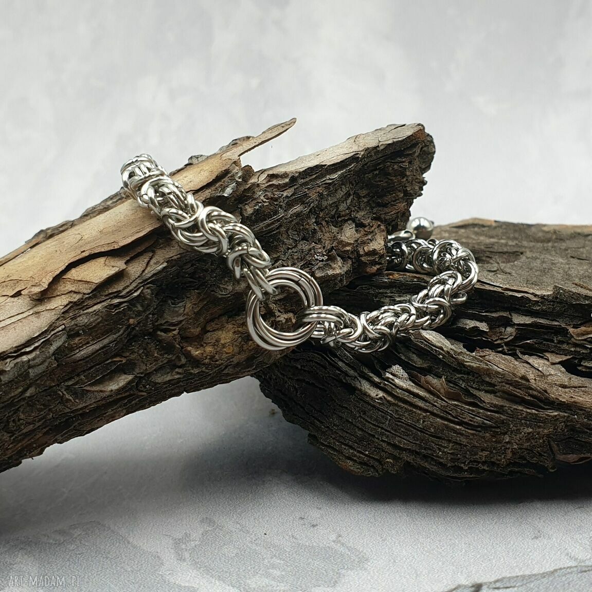 Bransoletka chainmaille ze stali szlachetnej - rockowa i regulowana