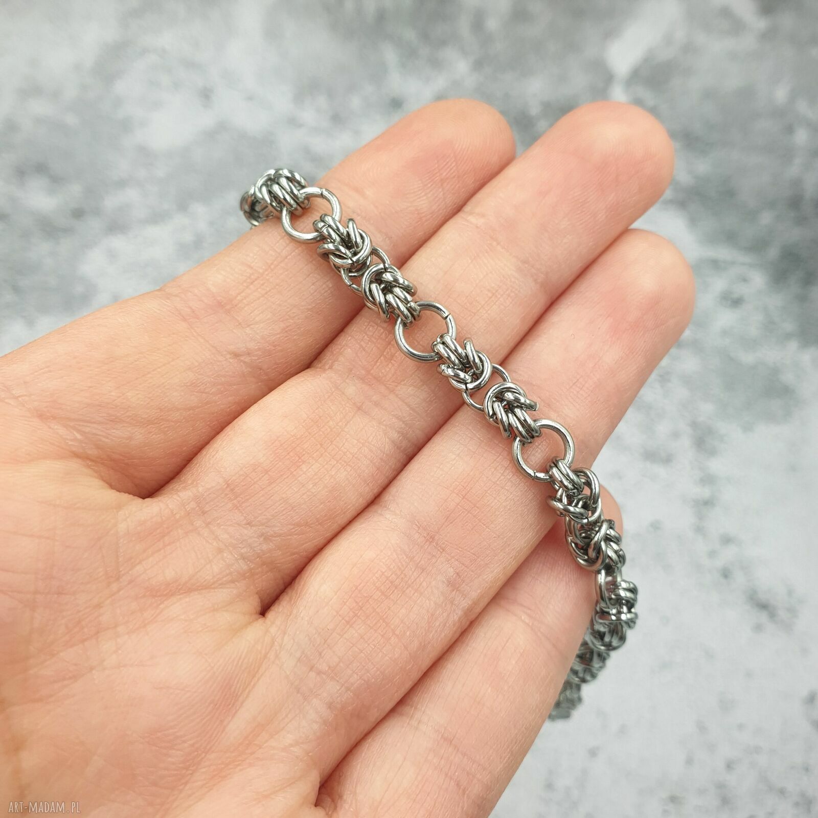 Bransoletka chainmaille ze stali szlachetnej Omnis Lapis (18+2 cm)