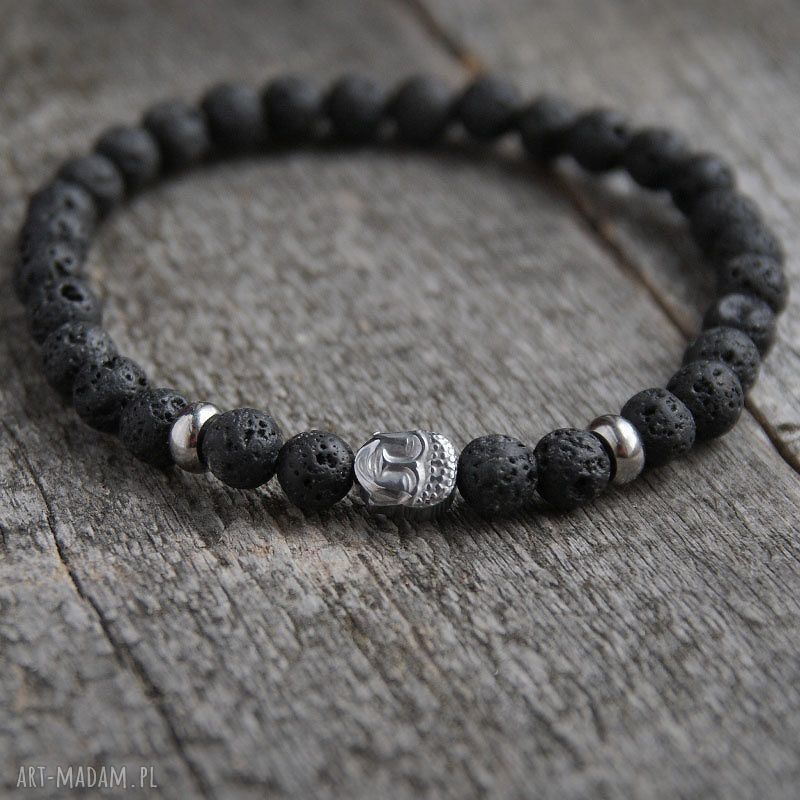 Męska bransoletka Buddha i Black Lava III