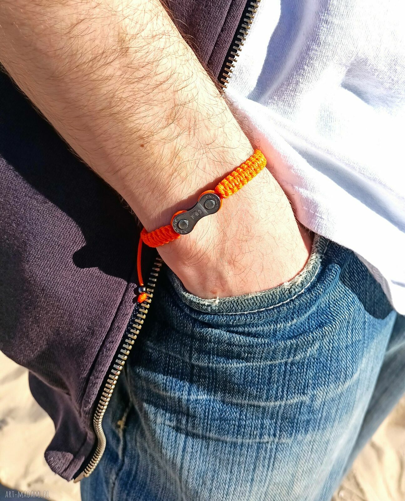 Bransoletka dla rowerzysty w kolorze fluo pomarańczowym