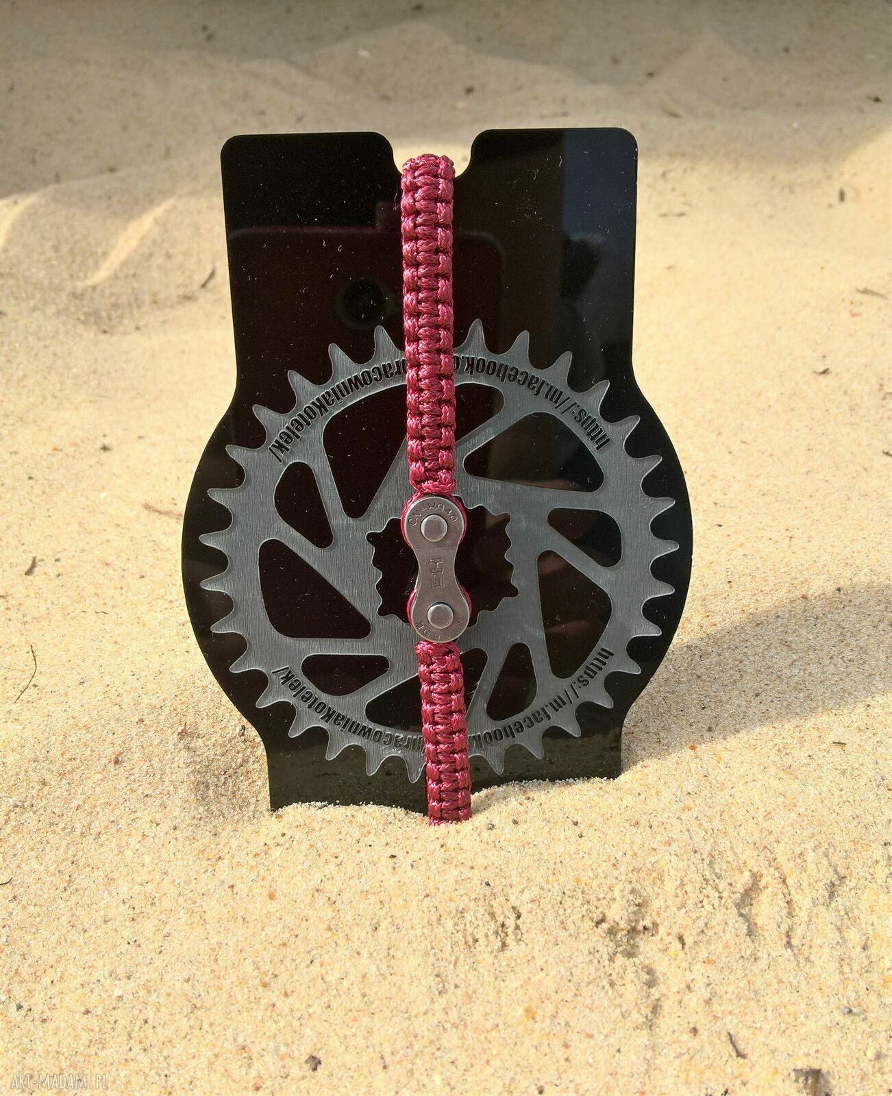 Bransoletka dla rowerzysty bordowo-beżowa - prezent dla taty (handmade)