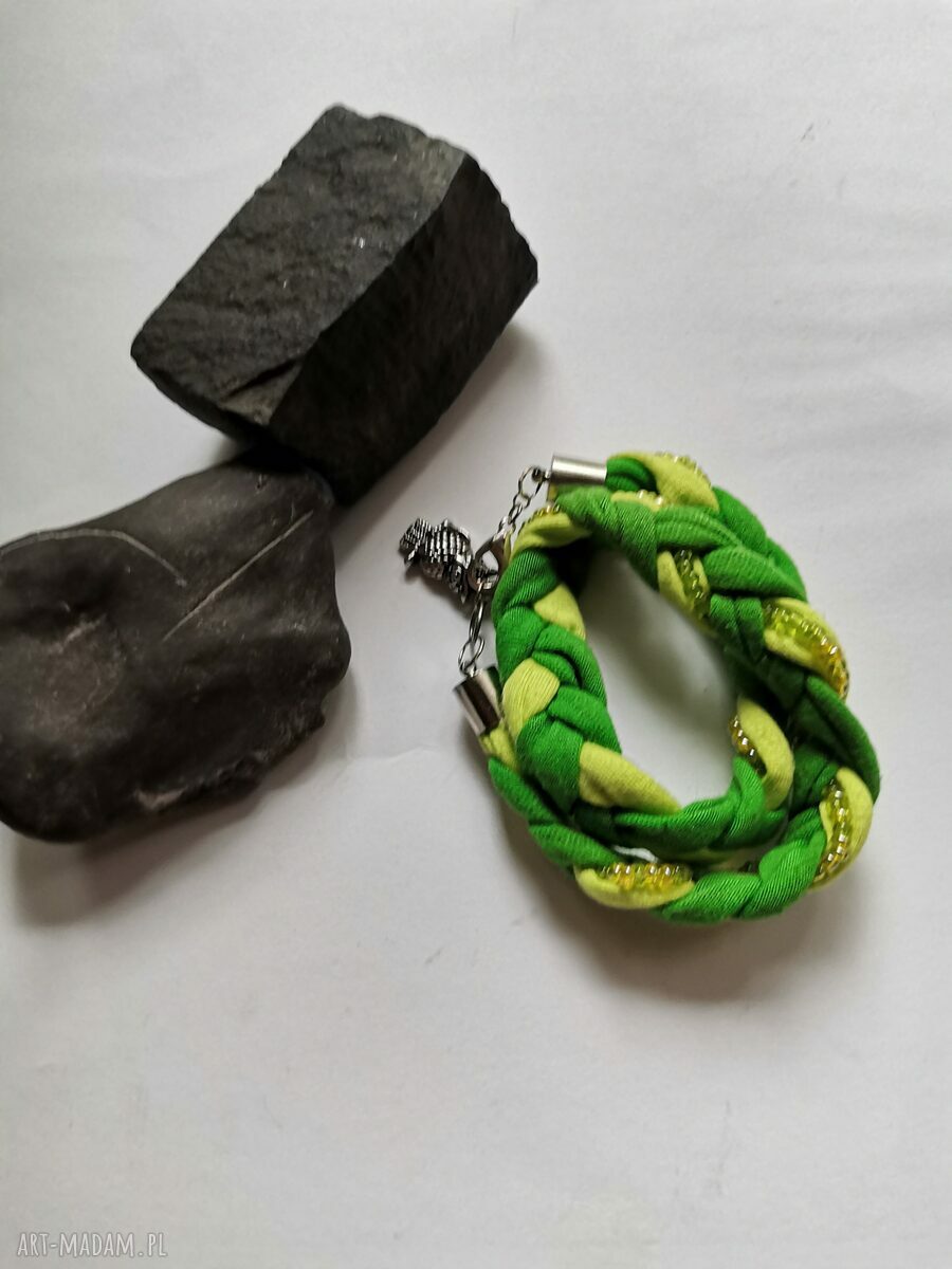 Bransoletka dzianina z koralikami - uniwersalna boho handmade