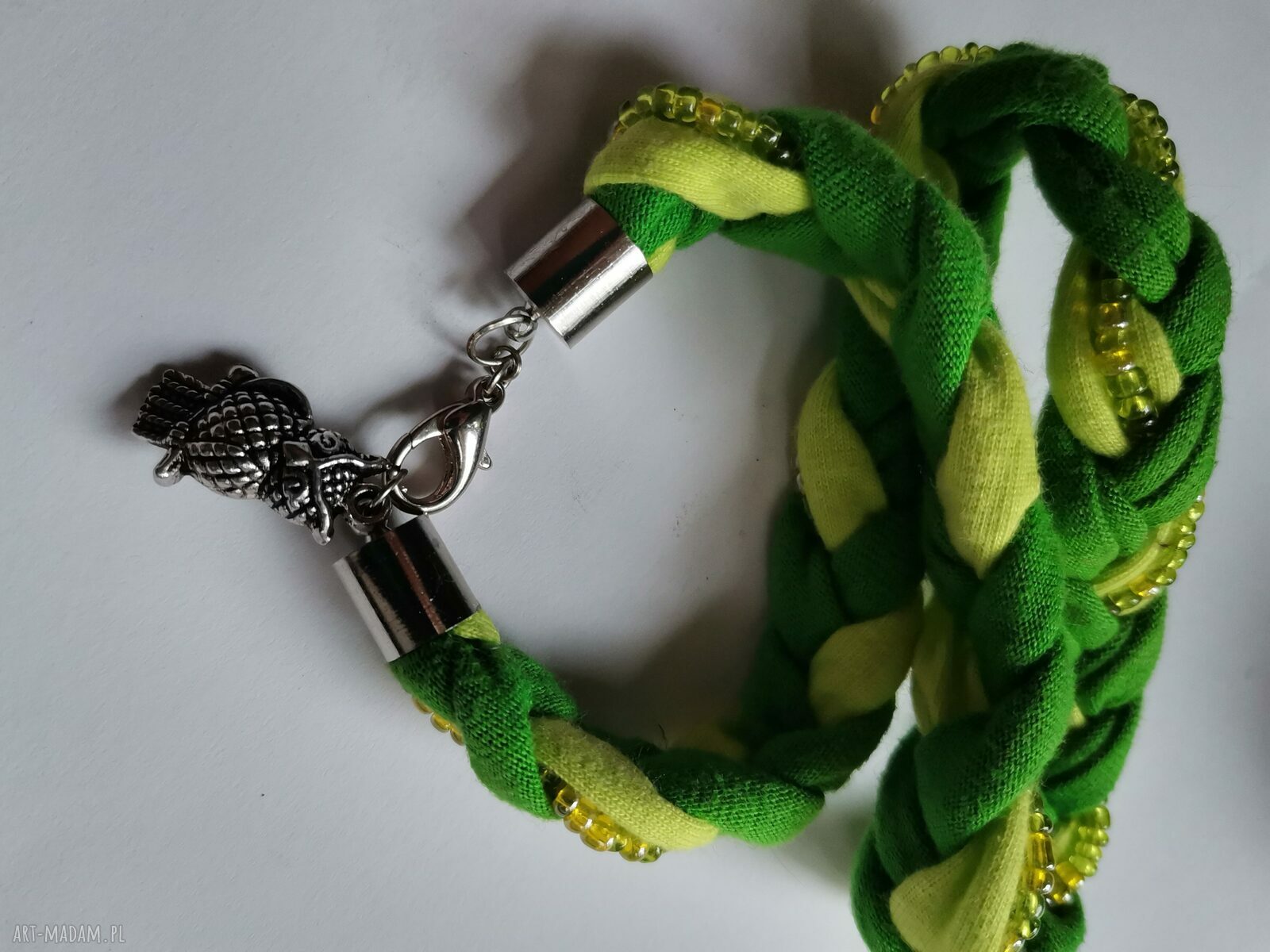 Bransoletka dzianina z koralikami - uniwersalna boho handmade