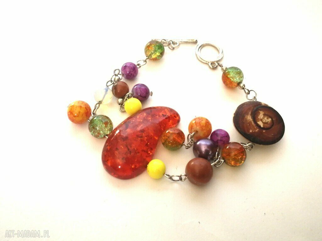 Duża kolorowa bransoletka etno boho handmade