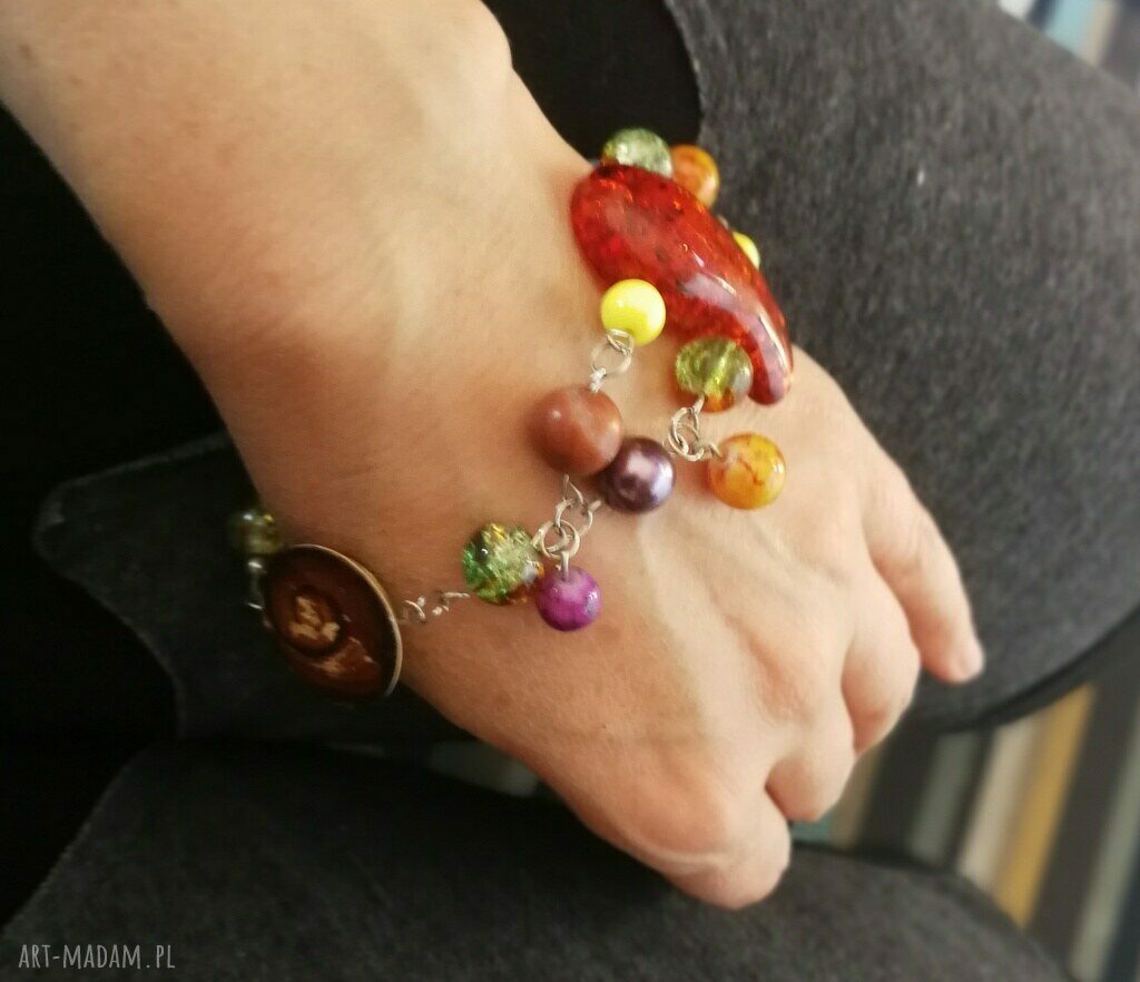 Duża kolorowa bransoletka etno boho handmade