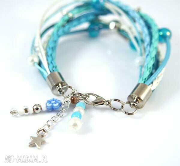 Bransoletka - Fairy Blue - rzemienie, wróżka, elf