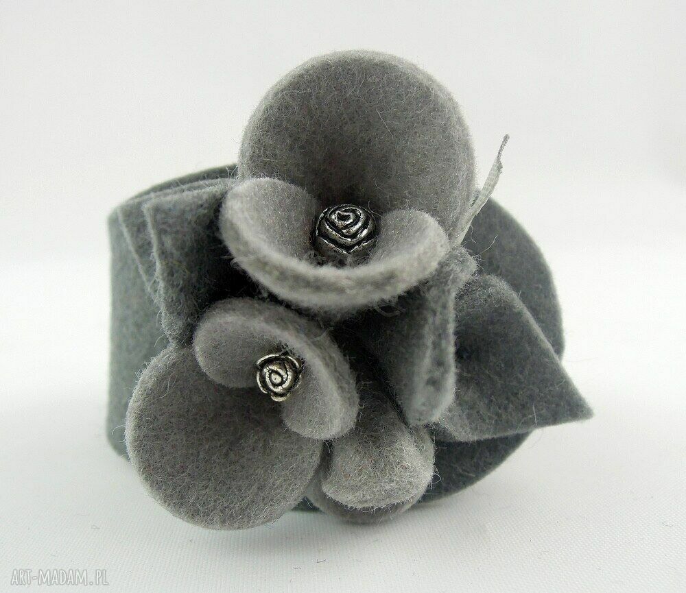 Bransoletka Filcowa Dwa Odcienie Szarości Hand Made