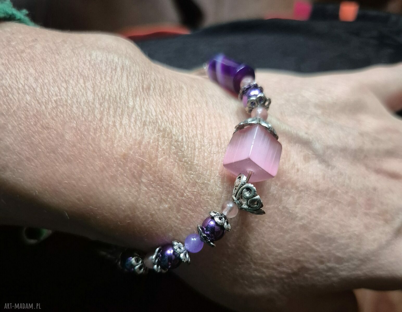 Ręcznie wykonana fioletowa bransoletka boho uniwersalna Box L1 - Ruda Klara