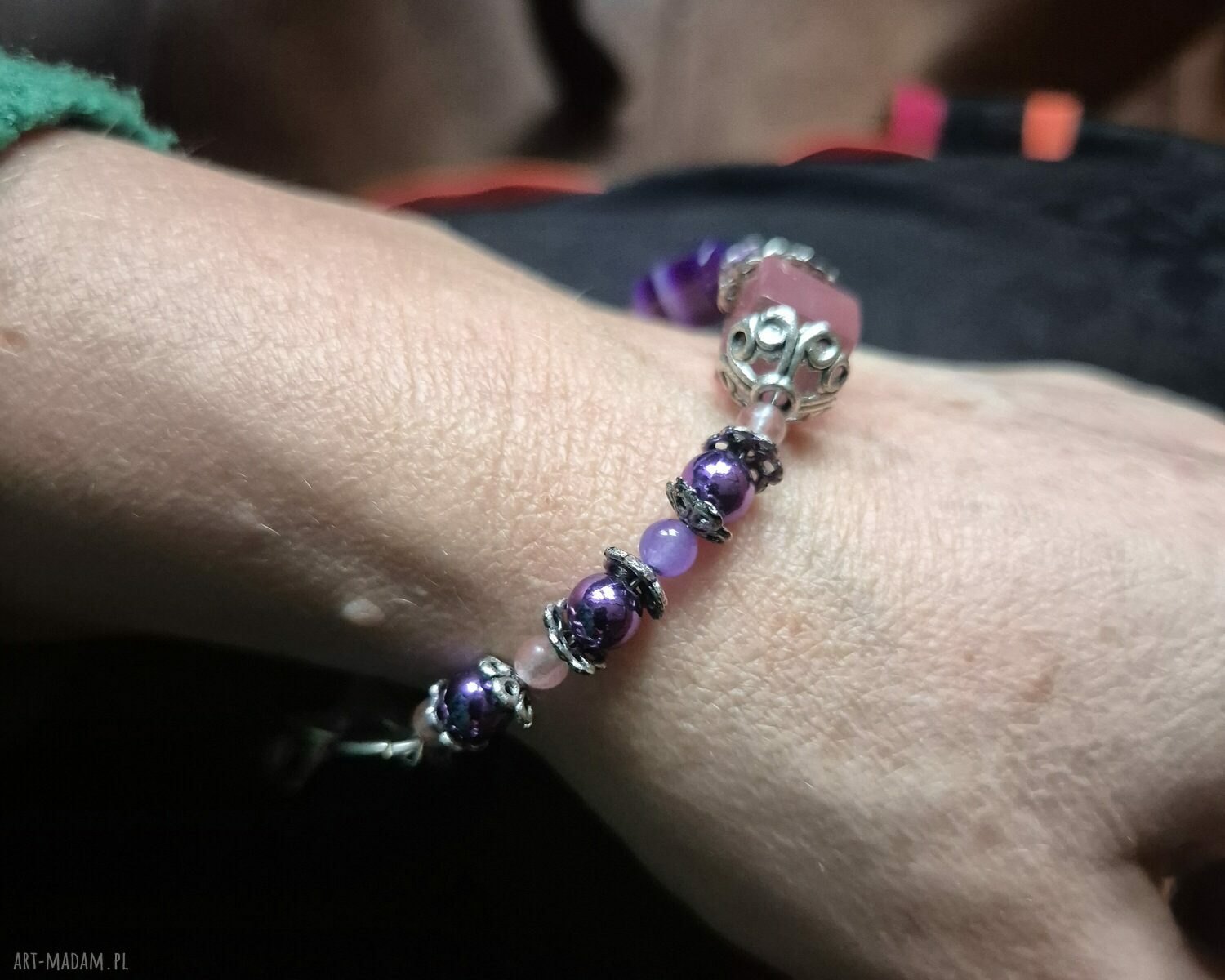 Ręcznie wykonana fioletowa bransoletka boho uniwersalna Box L1 - Ruda Klara