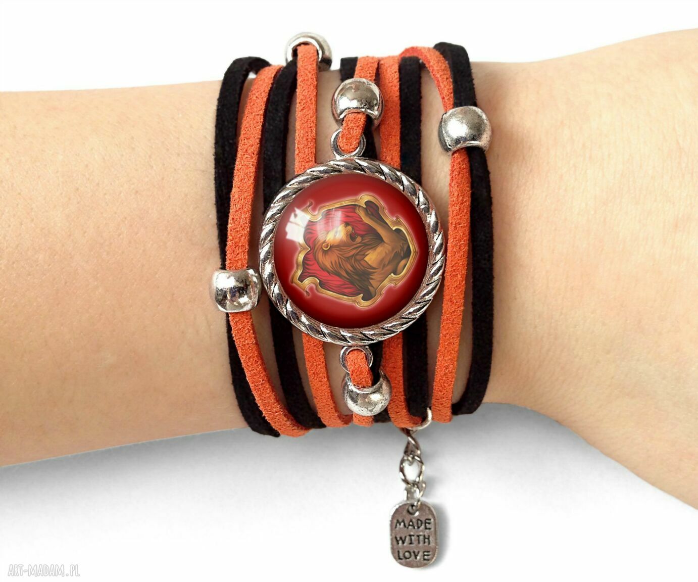 Bransoletka gryffindor lew harry potter prezent ręcznie robiona