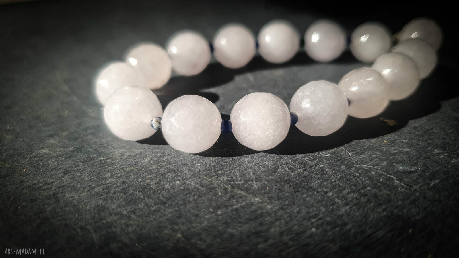 Bransoletka handmade z szarego jadeitu i sodalitu