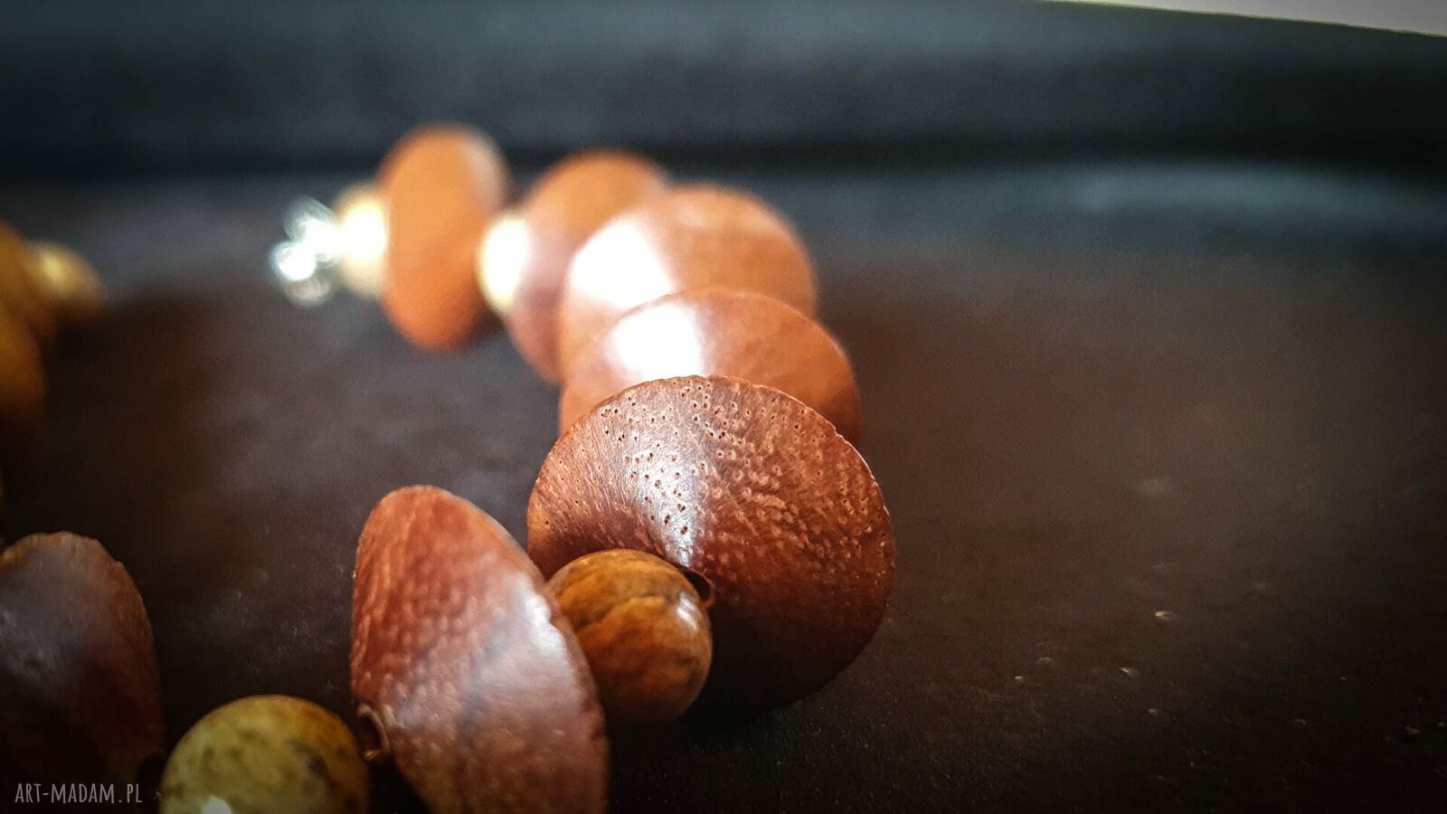 Bransoletka hand made palma bayong i jaspis krajobrazowy ze srebrem - unikat