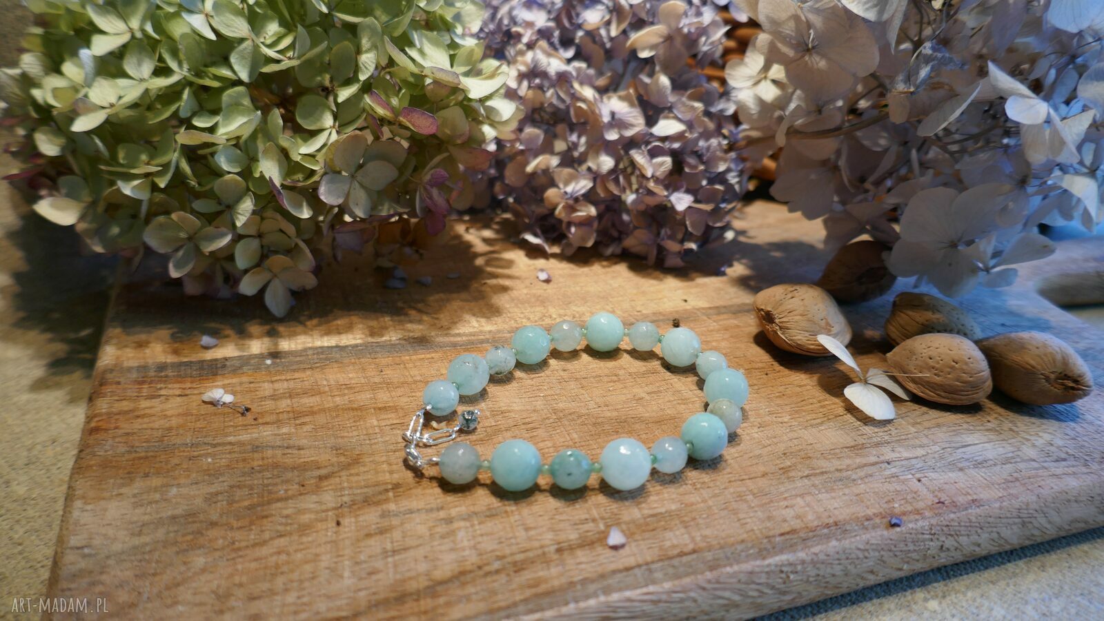 Bransoletka handmade z jadeitu i awenturynu
