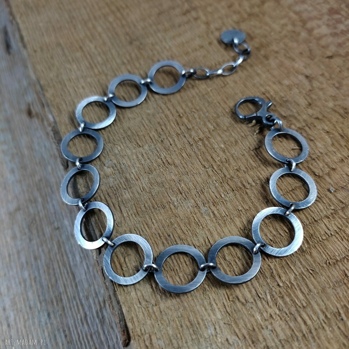 Bransoletka HOOP z oksydowanego srebra 925 - blaszka 1,2 cm