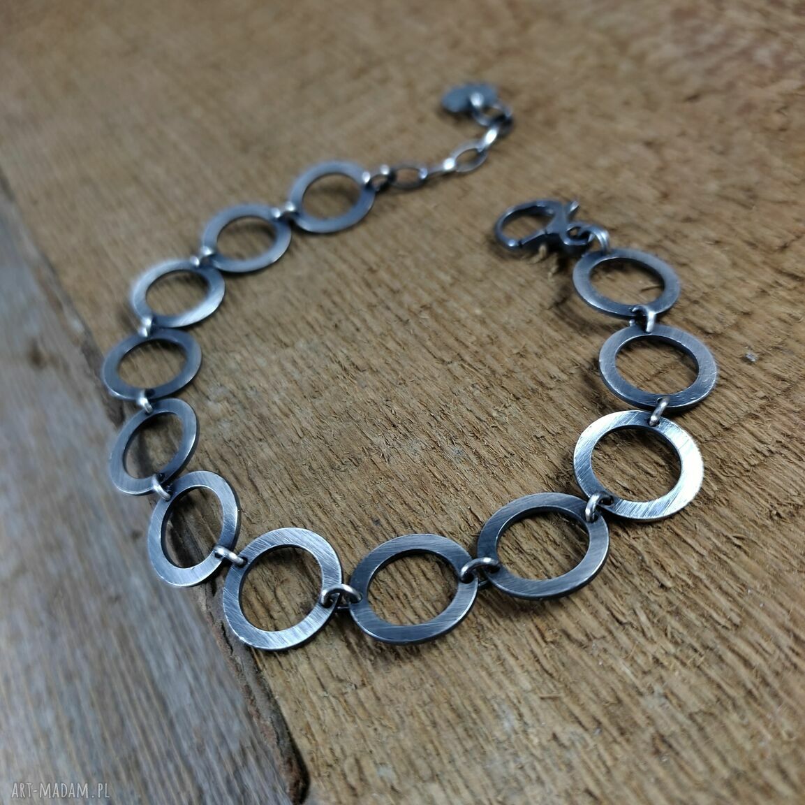 Bransoletka HOOP z oksydowanego srebra 925 - blaszka 1,2 cm