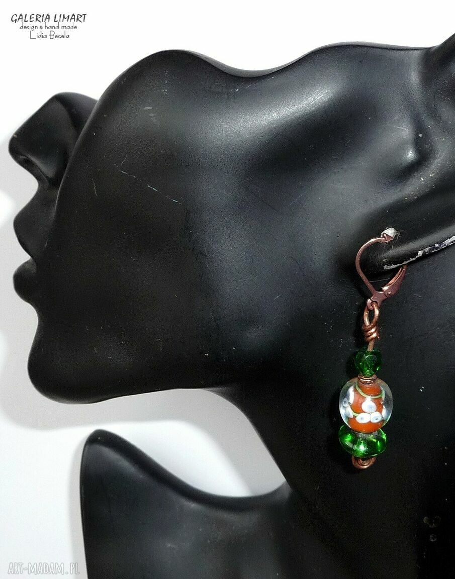 Bransoletka i kolczyki Boho 2w1 handmade ze szkła weneckiego i miedzi