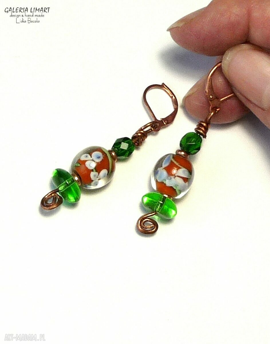 Bransoletka i kolczyki Boho 2w1 handmade ze szkła weneckiego i miedzi