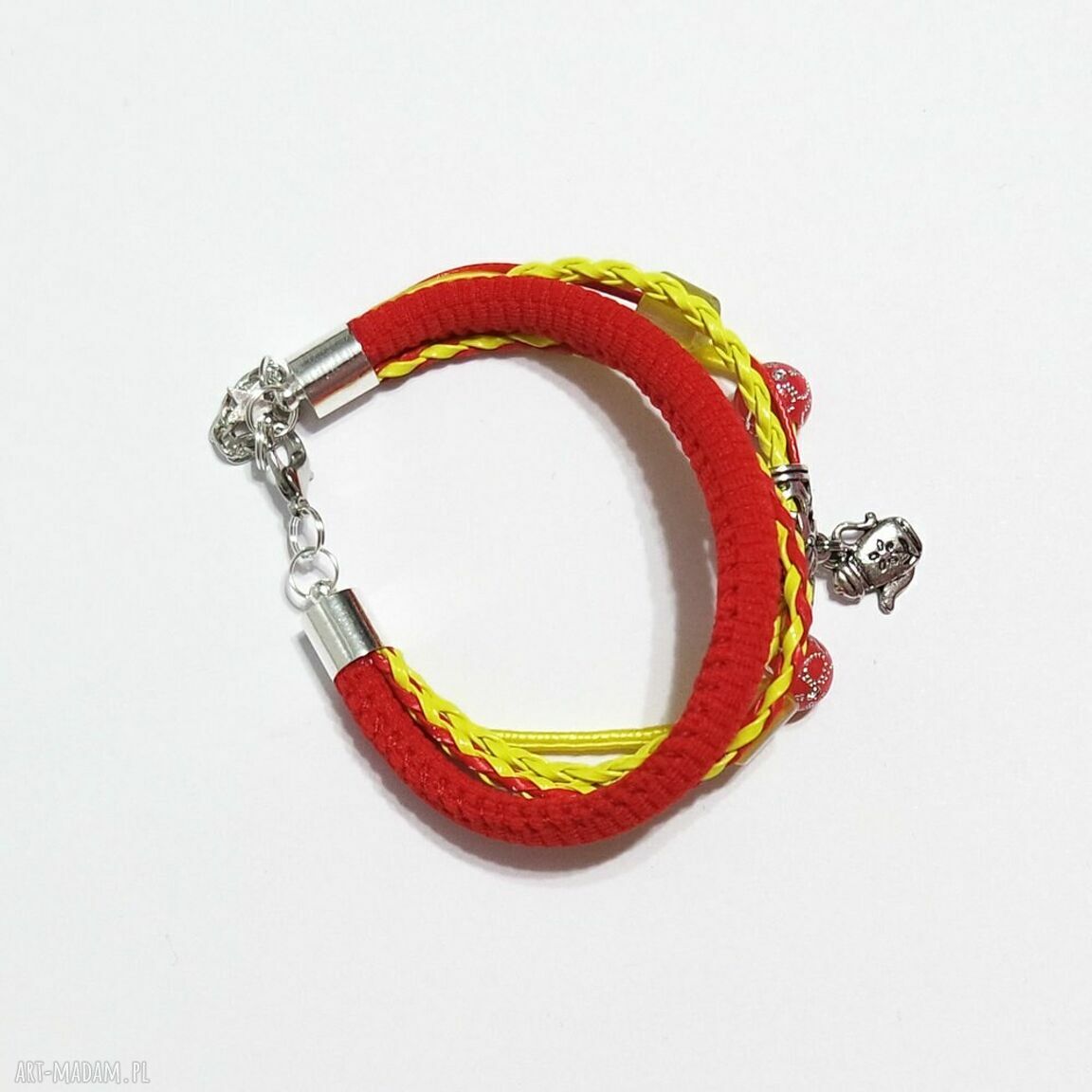 Bransoletka Yenoo - Imbryk, kwiaty - rzemienie (handmade)