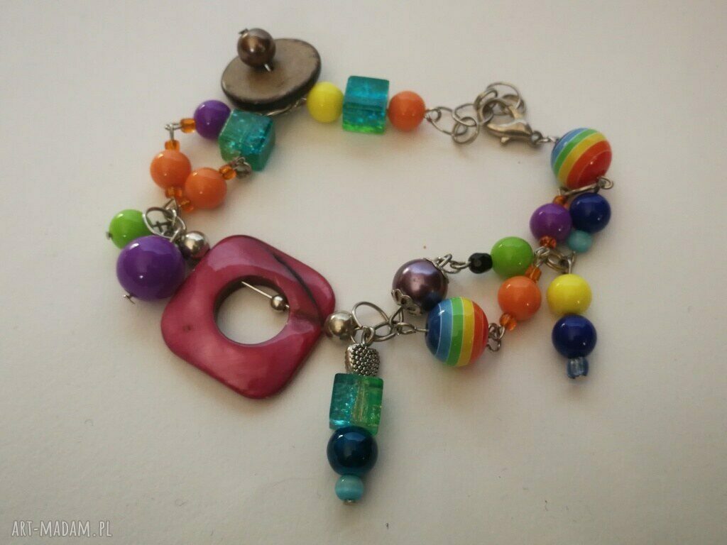 Bransoletka etno-boho z muszlami - pojedyncza sztuka handmade (F1)
