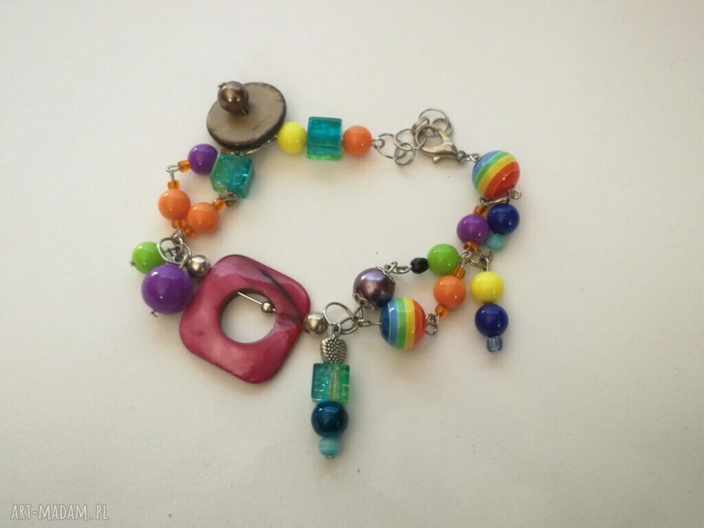 Bransoletka etno-boho z muszlami - pojedyncza sztuka handmade (F1)