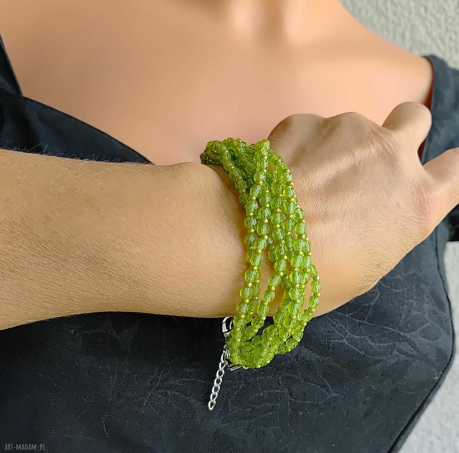 Bransoletka Kiwi z koralików Fire - 22 cm, zapięcie ze stali nierdzewnej