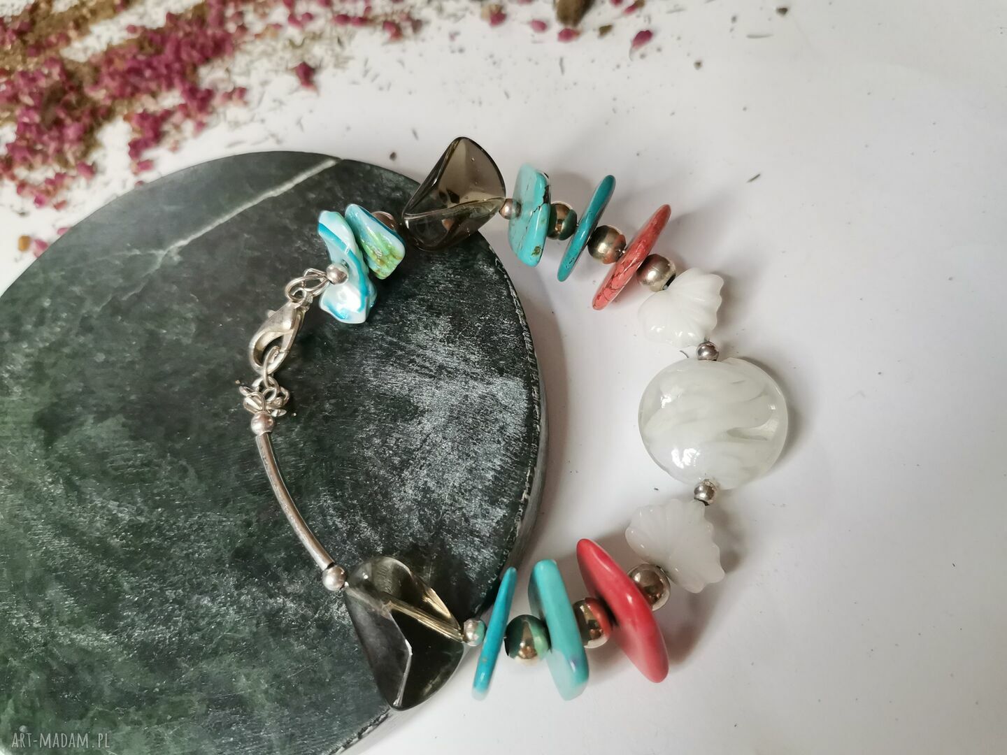 Etno-boho bransoletka z koralików i frędzlami - cuda wianki (rozmiar uniwersalny g1)