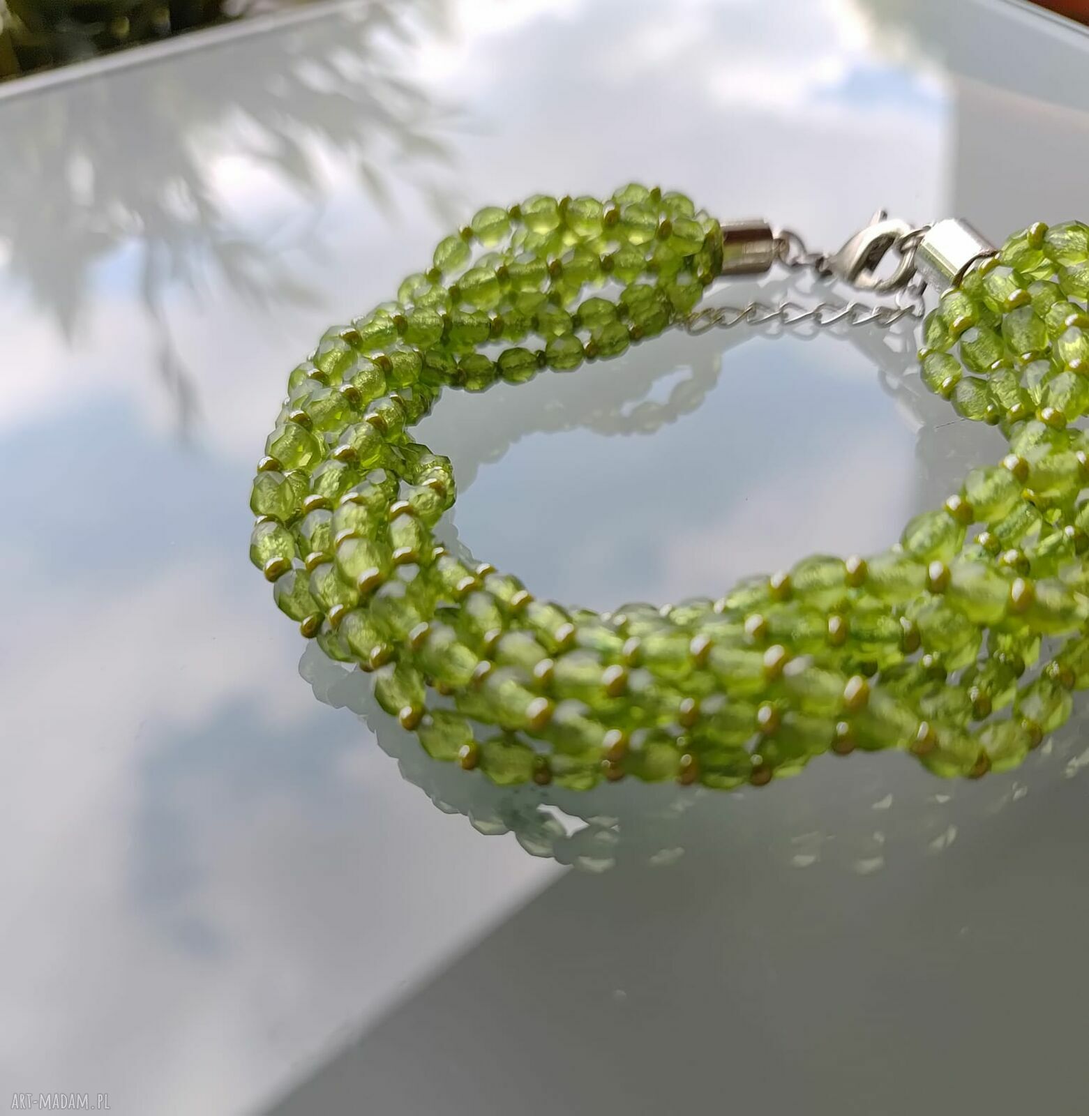 Bransoletka Kiwi z koralików Fire - 22 cm, zapięcie ze stali nierdzewnej