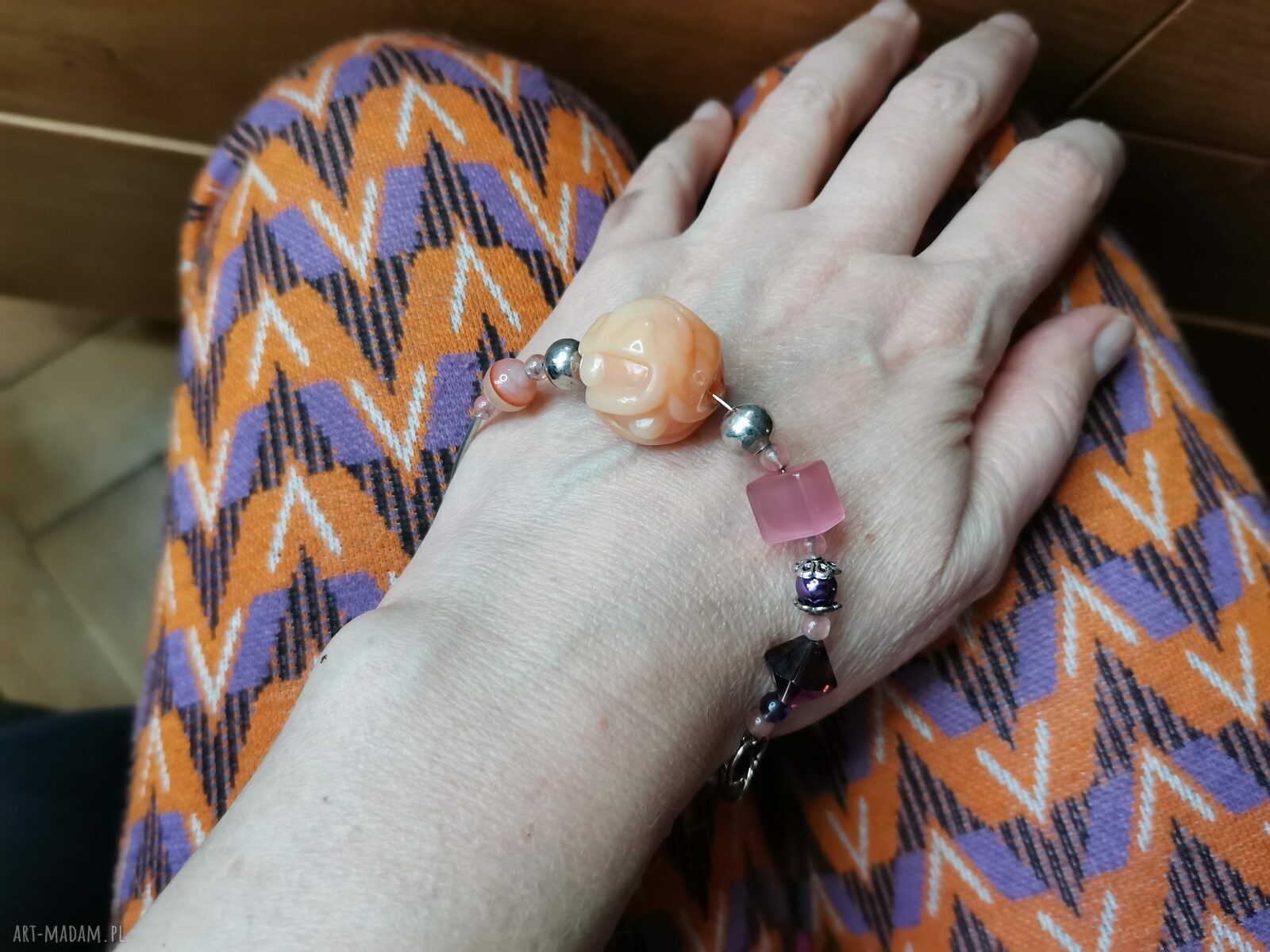 Boho bransoletka z koralików i frędzlami "Cuda i wianki" - rozmiar uniwersalny
