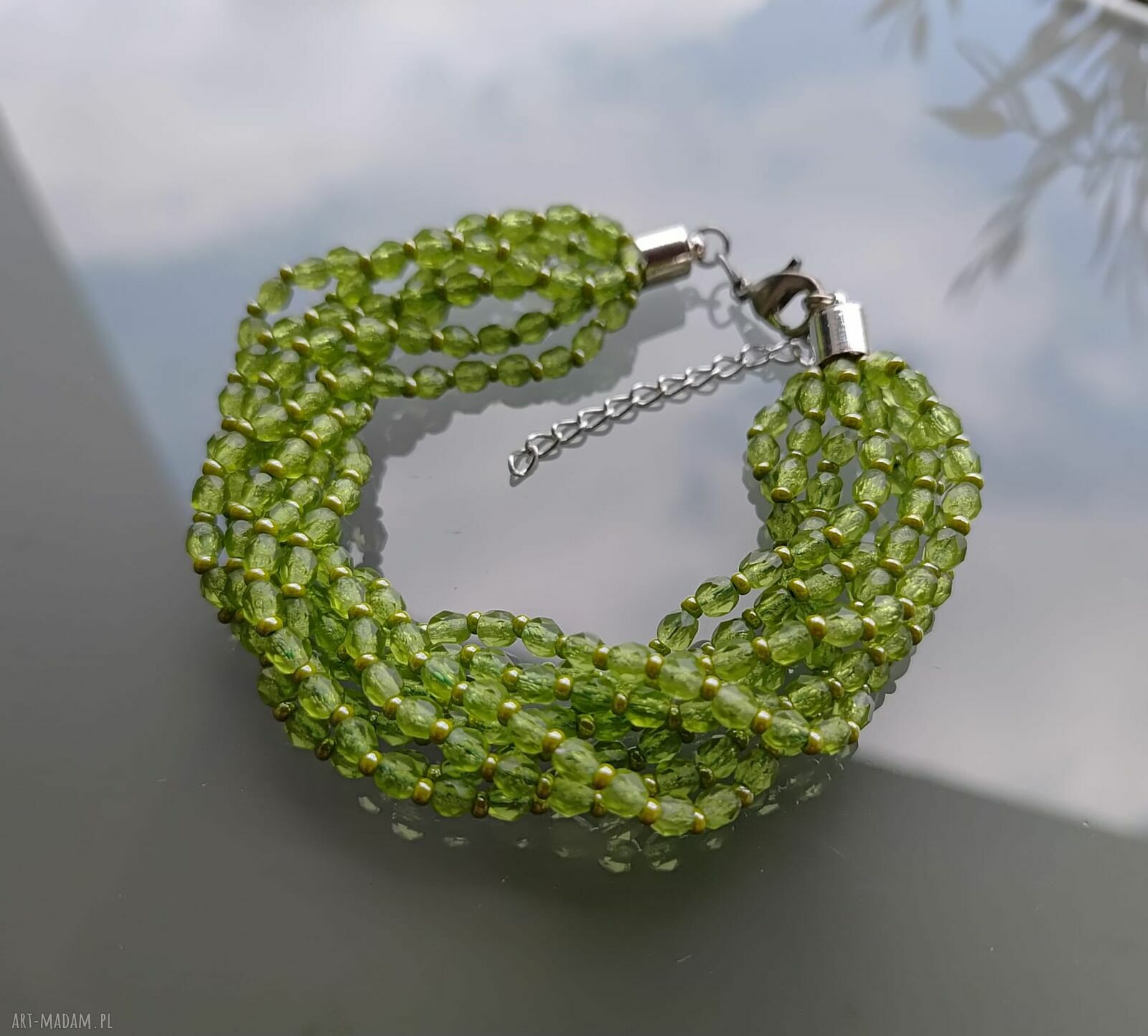 Bransoletka Kiwi z koralików Fire - 22 cm, zapięcie ze stali nierdzewnej