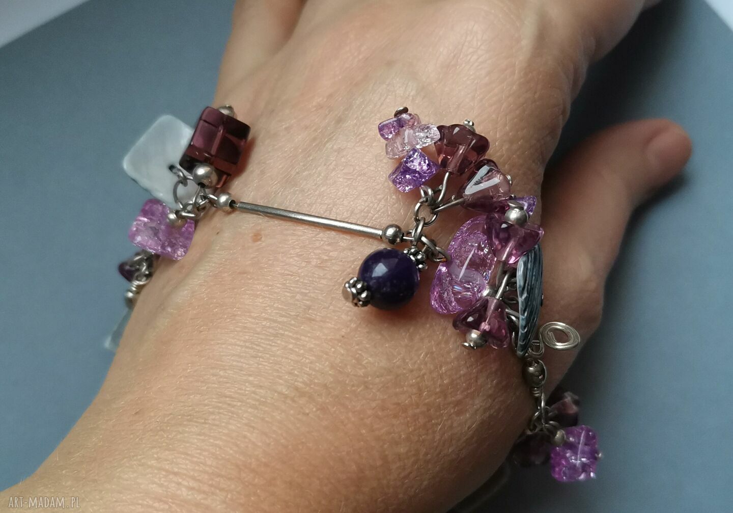 Duża bransoletka koralikowa w stylu boho - rozmiar uniwersalny