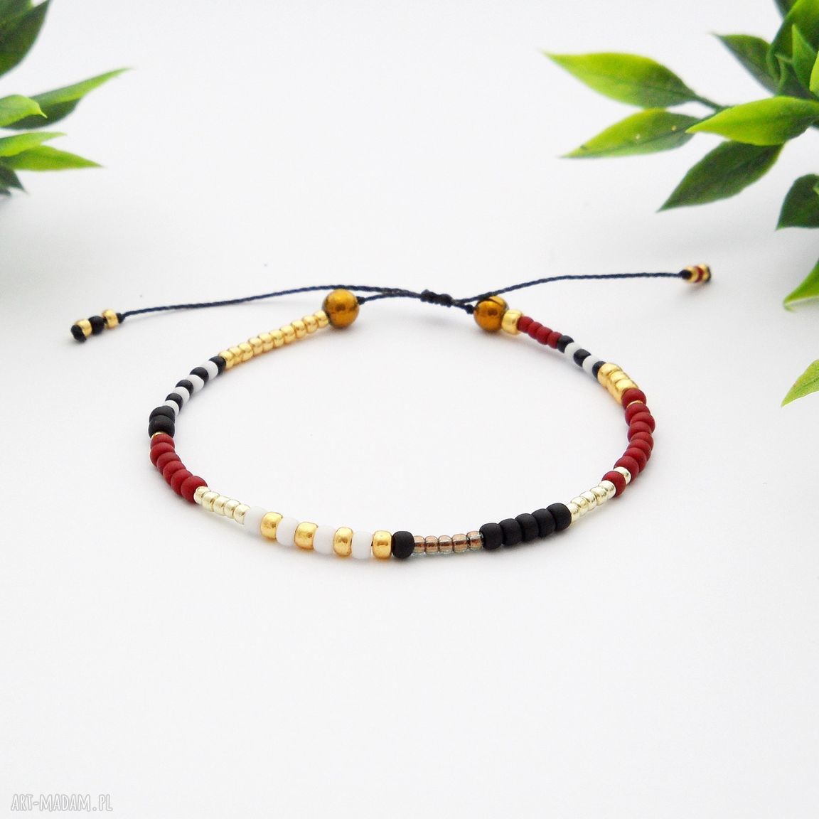 Bransoletka koralikowa Minimal Hematite - Red and Gold