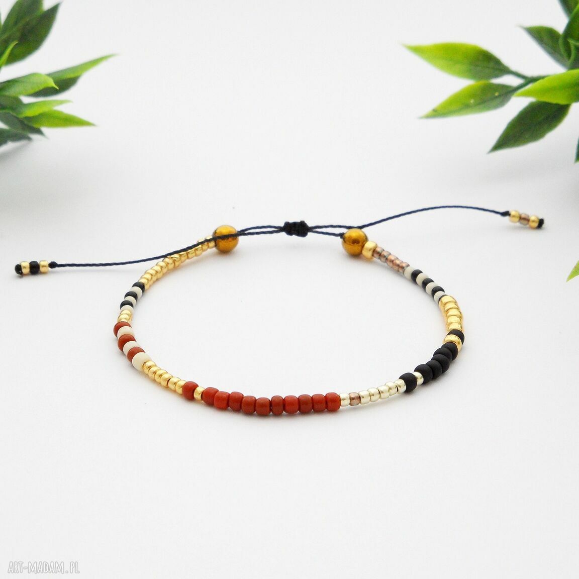 Bransoletka koralikowa Minimal Hematite - czerwień i złoto (14-16 cm)