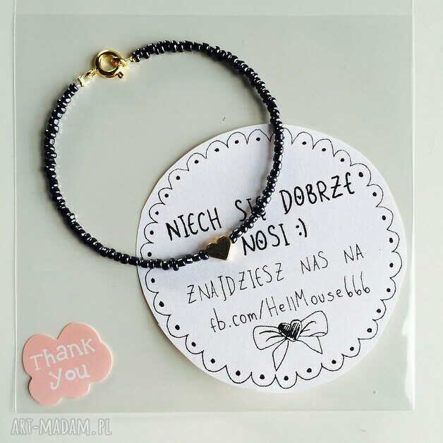bransoletka koralikowa z serduszkiem HandMade