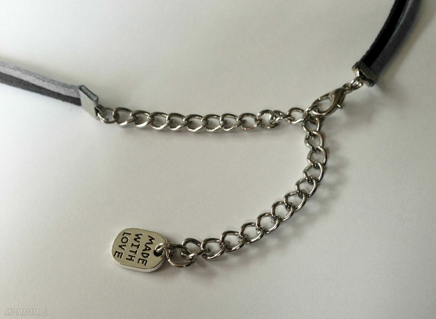 Bransoletka KOSMICZNY KOT - zamszowa z powiększającym szkiełkiem 20 mm