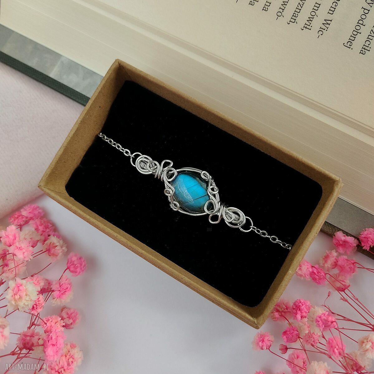 Bransoletka Labradoryt ze stali chirurgicznej - handmade wire wrapping