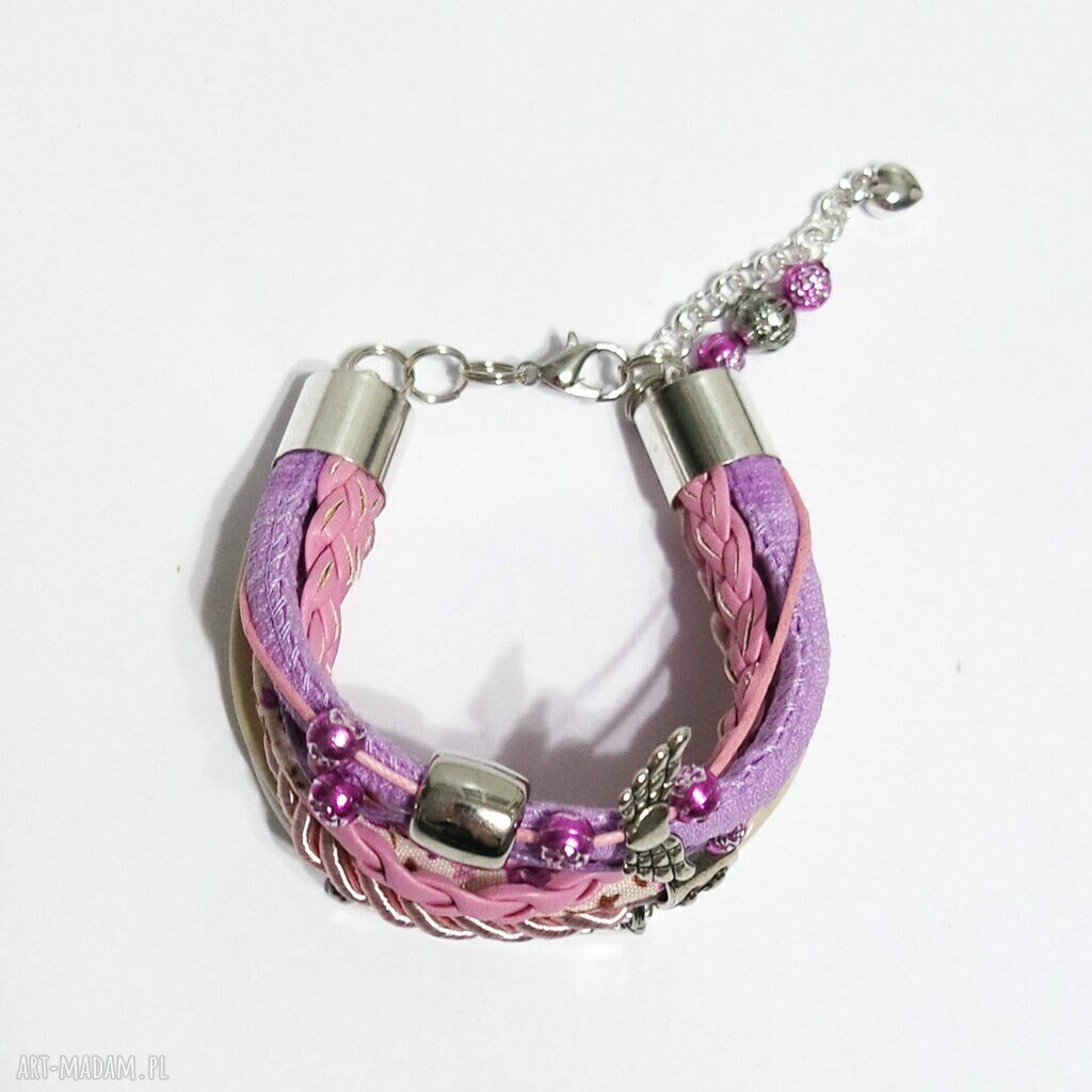Bransoletka Lila Love z rzemieni - handmade