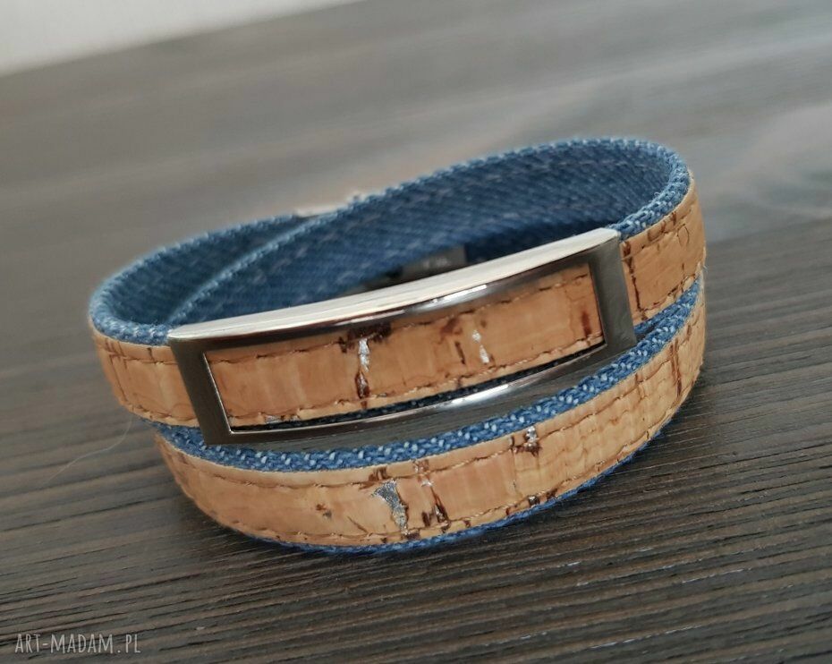 Bransoletka męska korek jeans hombree steel