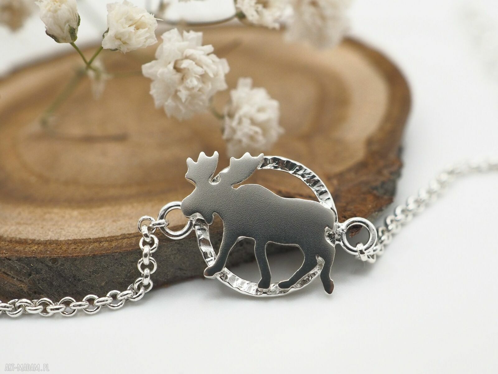 Bransoletka Łoś MINI FAUNA - srebro 925, minimalistyczna biżuteria z natury