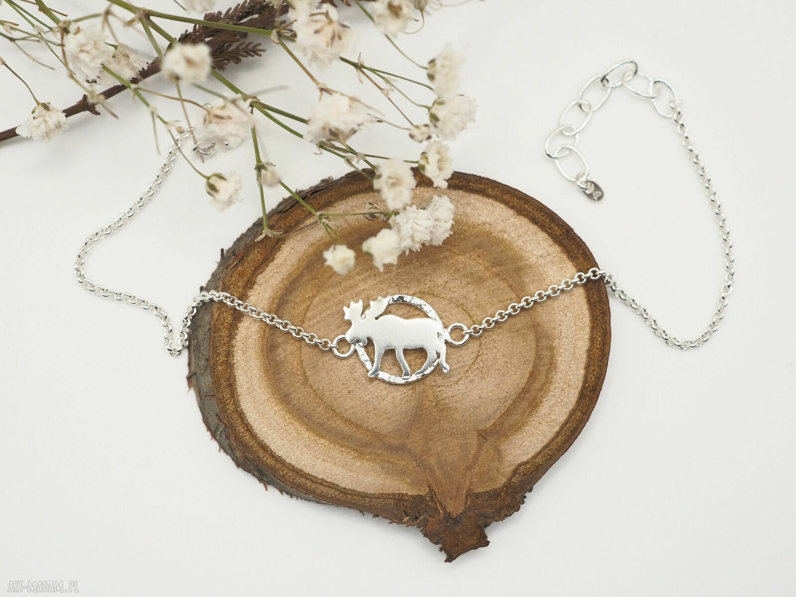 Bransoletka Łoś MINI FAUNA - srebro 925, minimalistyczna biżuteria z natury