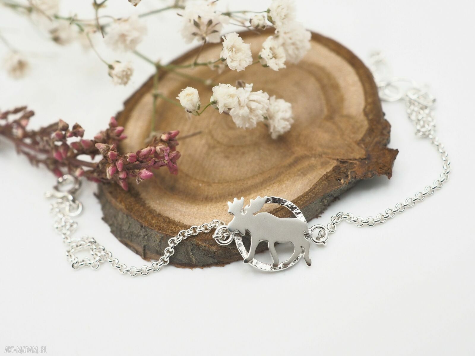 Bransoletka Łoś MINI FAUNA - srebro 925, minimalistyczna biżuteria z natury