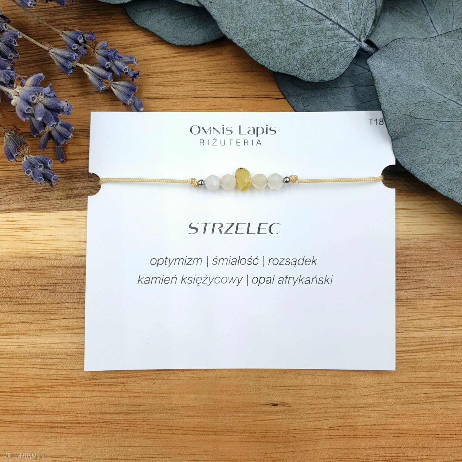 Bransoletka makrama Zodiak - Strzelec z opalem i kamieniem księżycowym