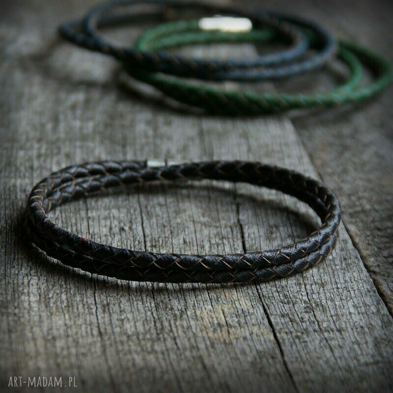 męska bransoletka: SKÓRA: granat