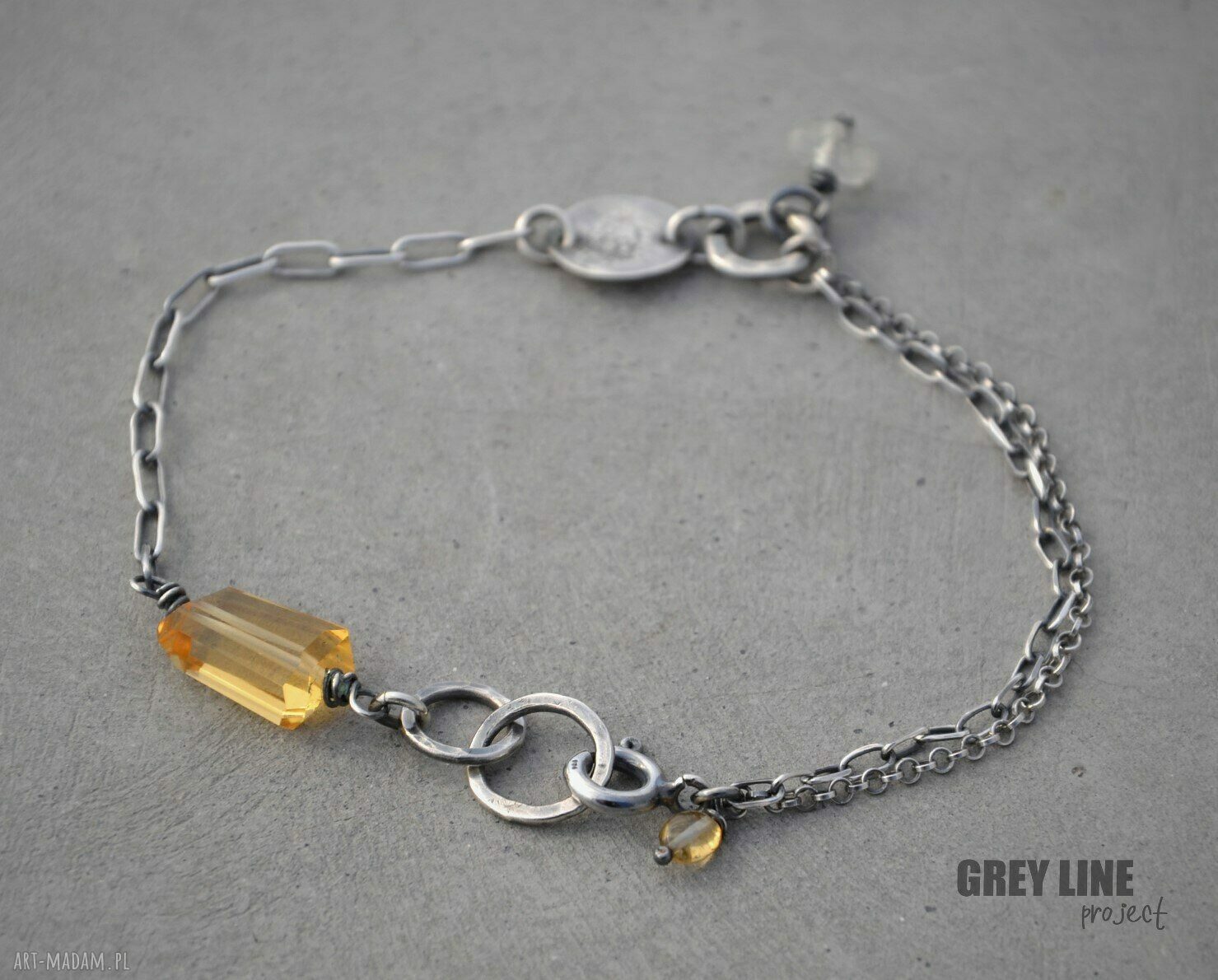 Bransoletka mini z cytrynem i srebra 925 - Grey Line project