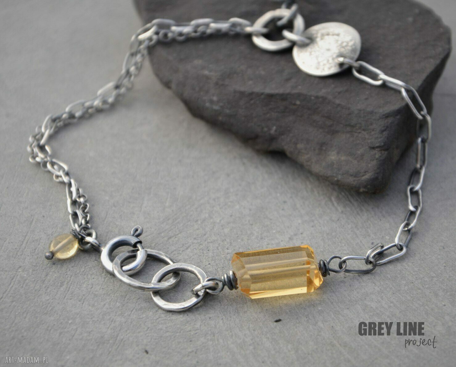Bransoletka mini z cytrynem i srebra 925 - Grey Line project