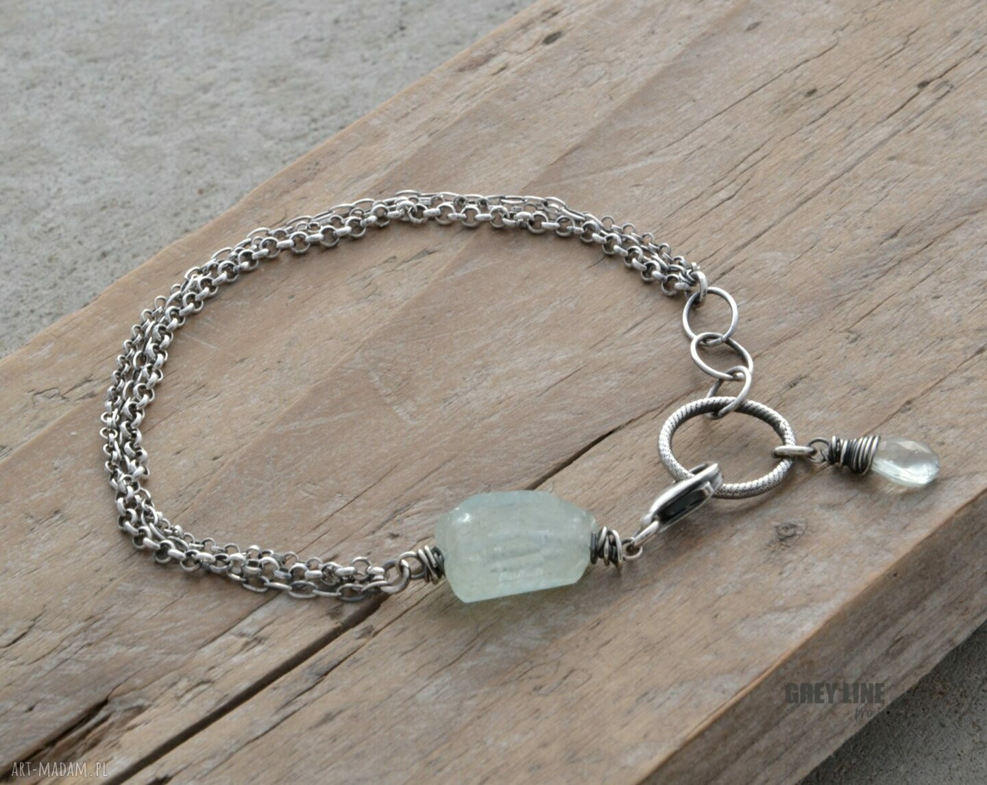 Bransoletka mini z akwamarynem w srebrze 925 - minimalistyczny błękit